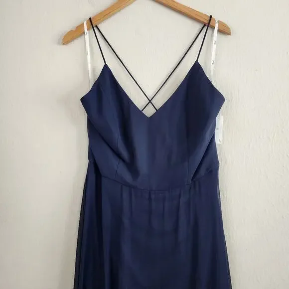 Nordstrom Thread Midnight Chiffon Criss Cross Back A-Line Maxi Gown Plus 14 - Picture 4 of 11